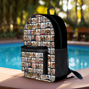 24 Photo Collage - 4 Rows 6 Columns - Custom Text Printed Backpack