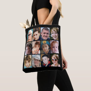 24 photo collage black tote bag