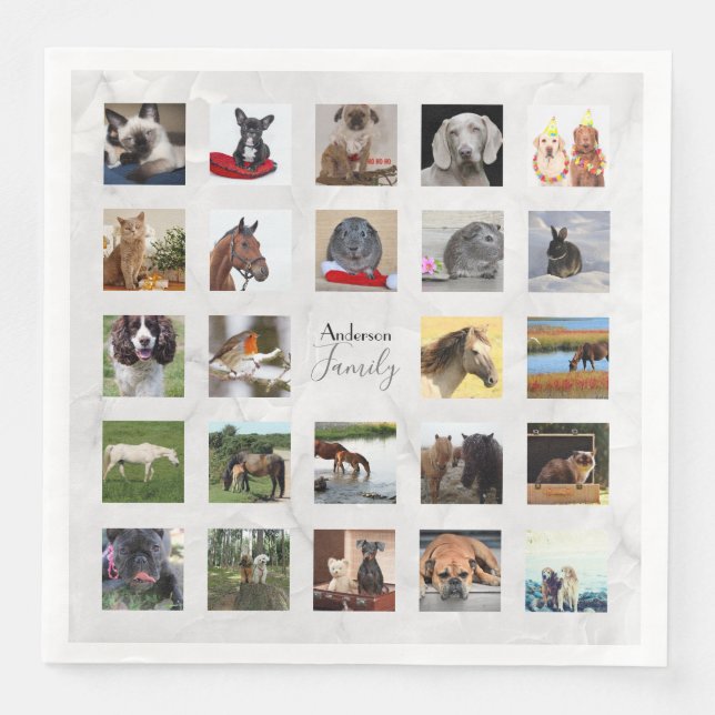 24 PHOTO COLLAGE Marble Partyware Napkin (Front)