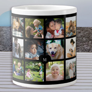 24 photo collage monogram personalised large coffee mug