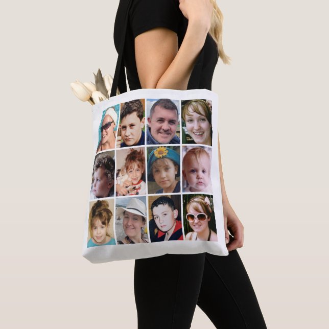 24 photo collage white tote bag (Close Up)