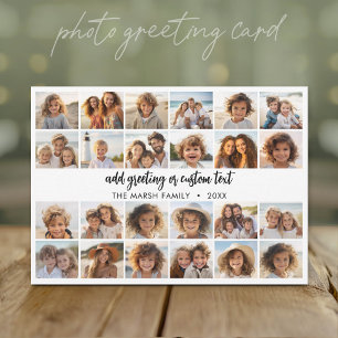 24 Photo Collage with Family Name Date - Holiday Card