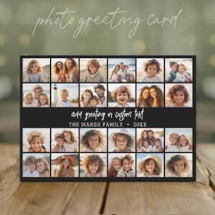 24 Photo Collage with Family Name Date - Holiday Card