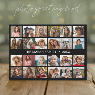 24 Photo Collage with Family Name Date - Holiday Card