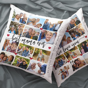 24 photo collage with text best mum double sided cushion