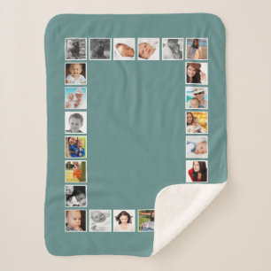 24 Photo DIY Personalised Collage Sherpa Blanket