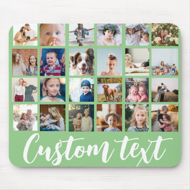 24 photo grid collage custom text trendy mouse pad (Front)