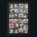 24 Photo Template Collage with Custom Text Faux Canvas Print<br><div class="desc">A template with 24 photos. For best results, use square cropped photos. To change the background colour, click on the customise option and choose a new background colour. Photo montage -- Use your favourite photo or pictures to make a fun keepsake to share with friends. This modern grid is a...</div>