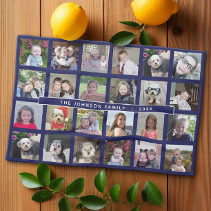 24 Photo Template Collage with Custom Text Tea Towel