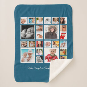 24 photographs Photo Collage Personalised Sherpa Blanket