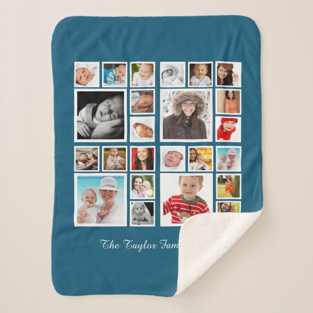 24 photographs Photo Collage Personalised Sherpa Blanket (Front)