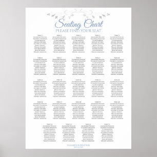 24 Table Blue & Gray Wedding Seating Chart