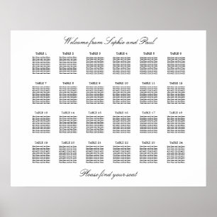 24 Table Elegant Minimalist Seating Chart