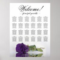 24 Table Royal Purple Rose Wedding Seating Chart