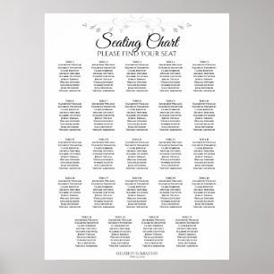 24 Table Silver Flourish Wedding Seating Chart