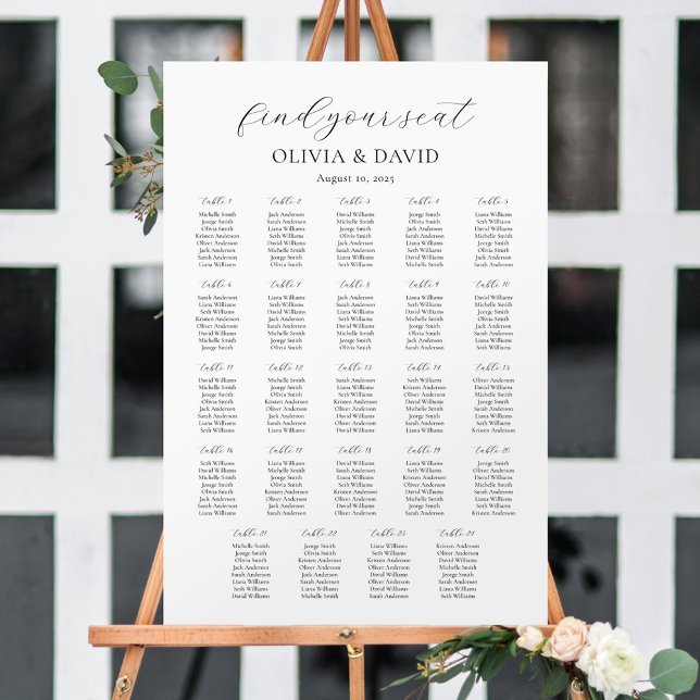 24 Tables Simple Find Your Seat Seating Chart (Creator Uploaded)