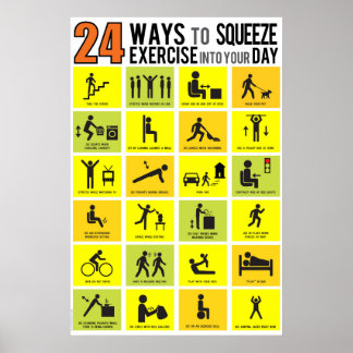 24 WAYS TO SQUEEZE EXERCISE INTO YOUR DAY POSTER