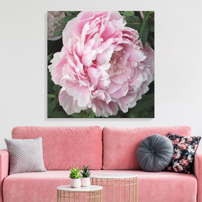 24"x24" Pink Peony Canvas Print (Insitu(LivingRoom))