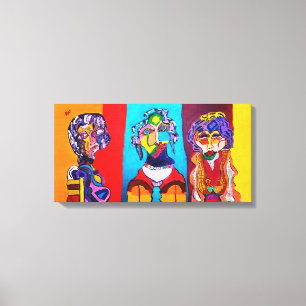 24" X 12" STRETCHED CANVAS ABSTRACT LADIES PRINT