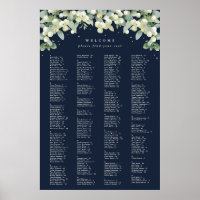 24 x 36" Alphabetical Seating Chart for 250 People