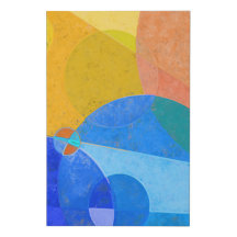 24" x 36" Orange & Blue Circles Abstract Art Print