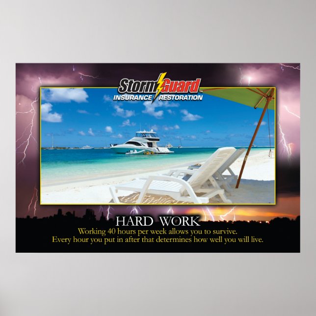 24 x 36" Storm Guard Hard Work Motivational Poster (Front)