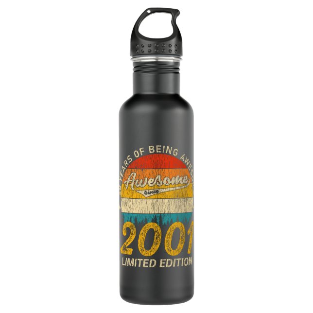 24 Year Old 2001 Retro Awesome 24th Birthday Gift 710 Ml Water Bottle (Front)