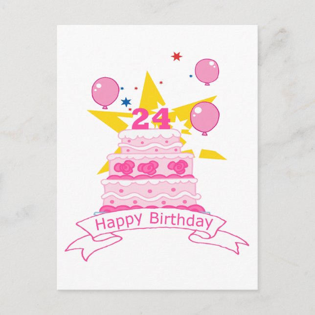 24 Year Old Birthday Cake Postcard (Front)