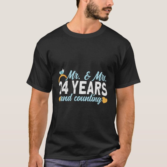 24 Years And Counting 24Th Wedding Anniversary T-Shirt (Front)