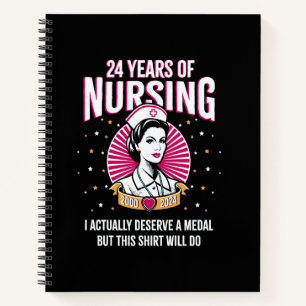 24 Years of Nursing Deserving a Medal Nurse Annive Notebook