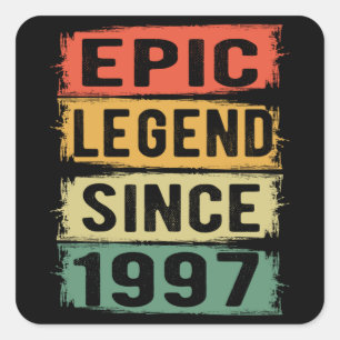 24 Years Old Bday 1997 Epic Legend 24th Birthday Square Sticker