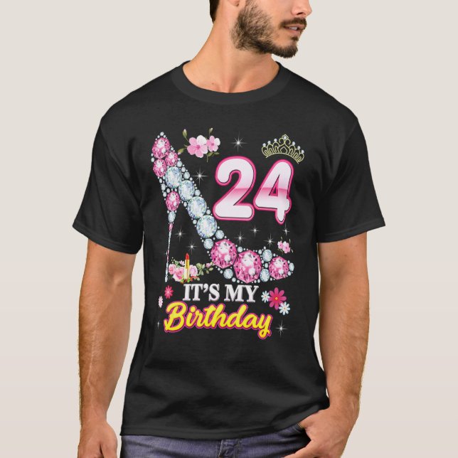 24 Years Old It's My 24th Birthday Pink Diamond Sh T-Shirt (Front)