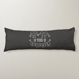 24th Anniversary Gift Chalk Hearts Body Cushion