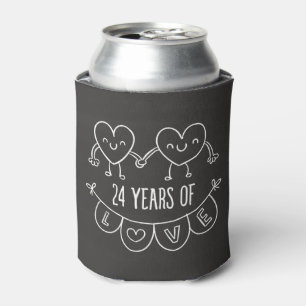 24th Anniversary Gift Chalk Hearts Can Cooler