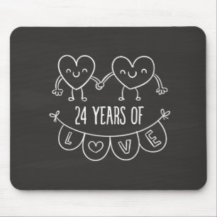 24th Anniversary Gift Chalk Hearts Mouse Pad