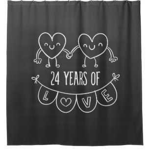 24th Anniversary Gift Chalk Hearts Shower Curtain