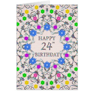 24th Birthday Abstract Flowers 
