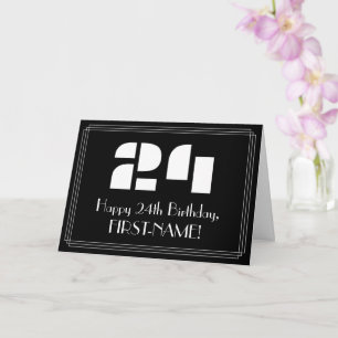 24th Birthday: Art Deco Inspired Look "24" & Name Card