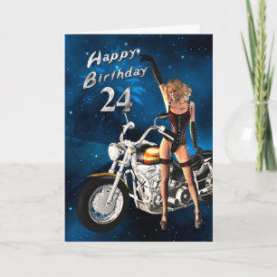 24th Birthday card with a motorbike