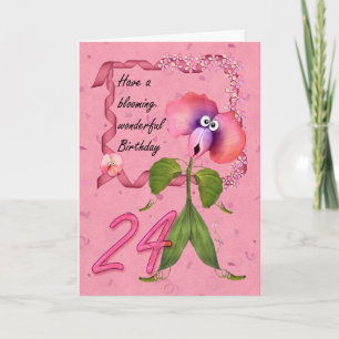 24th Birthday Card with Moonies cute bloomers,