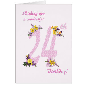 24th Birthday Flower Decorated Numbers