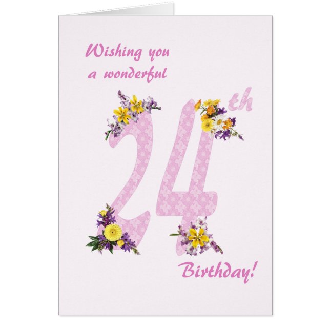 24th Birthday Flower Decorated Numbers (Front)