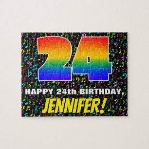 24th Birthday — Fun, Colourful Music Symbols & “24 Jigsaw Puzzle