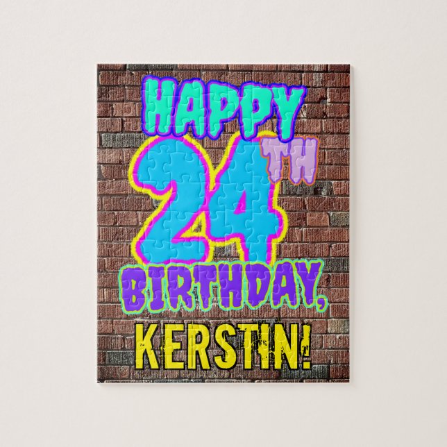 24th Birthday ~ Fun, Urban Graffiti Inspired Look Jigsaw Puzzle (Vertical)