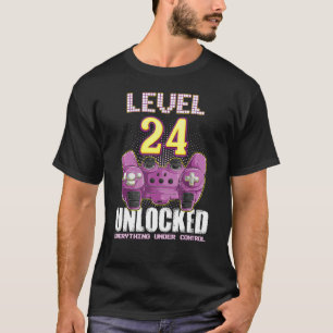 24th Birthday Gamer Boys Girls 24 Year Old Level 2 T-Shirt