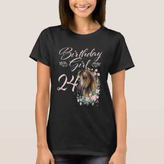 24th Birthday Girl Horse  24 Years Old Bday T-Shirt