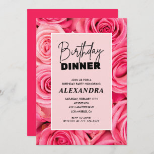 24th birthday invitations Birthday dinner Floral 