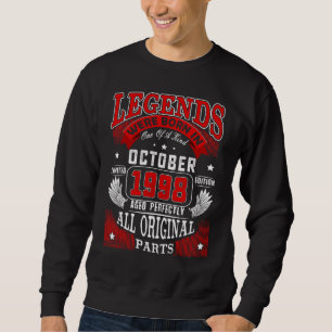 24th Birthday Legends Born In October 1998 24 Yrs Sweatshirt