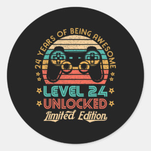 24th Birthday Level 24 Unlocked Limited Edition Ga Classic Round Sticker