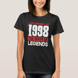 24th Birthday Life Begins At 1998 The Birth Of Leg T-Shirt